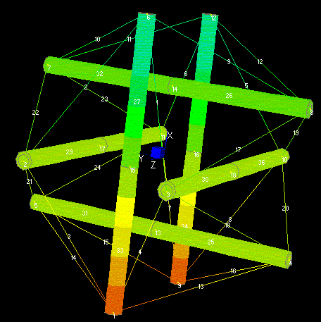 Fig. 2. Tensegrity, mid-deformation. Illustration taken from (Mijuca, 1997)